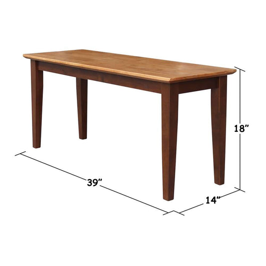 International Concepts - Shaker Styled Bench (RTA) in Cinnemon/Espresso Finish - BE58-39 veiw 2