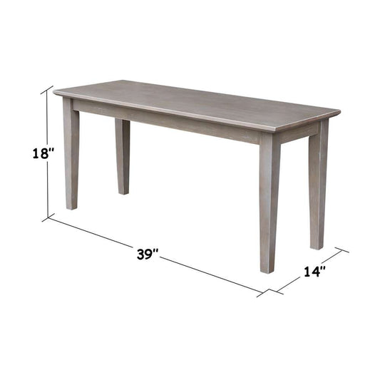 International Concepts - Shaker Styled Bench (RTA) in Washed Gray Taupe Finish - BE09-39 veiw 2