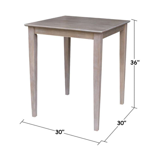 International Concepts - Solid Wood Top Table - Counter Height - Shaker Legs in Washed Gray Taupe Finish - K09-3030-36S veiw 2