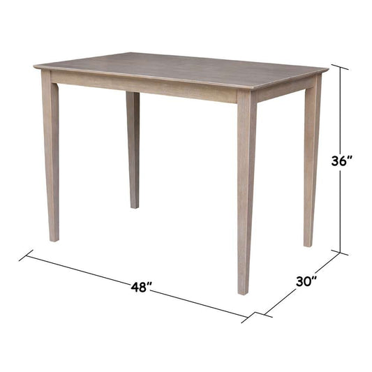 International Concepts - Solid Wood Top Table - Counter Height - Shaker Legs in Washed Gray Taupe Finish - K09-3048-36S veiw 2