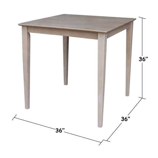 International Concepts - Solid Wood Top Table - Counter Height - Shaker Legs in Washed Gray Taupe Finish - K09-3636-36S veiw 2