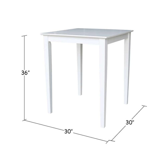 International Concepts - Solid Wood Top Table - Counter Height - Shaker Legs in White Finish - K08-3030-36S veiw 2