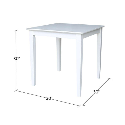 International Concepts - Solid Wood Top Table - Dining Height - Shaker Legs in White Finish - K08-3030-30S veiw 2