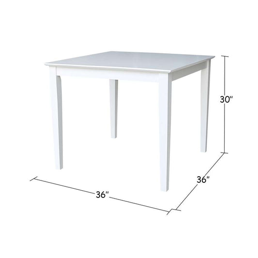 International Concepts - Solid Wood Top Table - Dining Height - Shaker Legs in White Finish - K08-3636-30S veiw 2