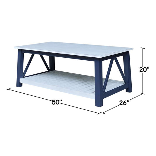 International Concepts - Surrey Coffee Table in Blue/Antiqued Chalk Finish - OT62-16C veiw 2