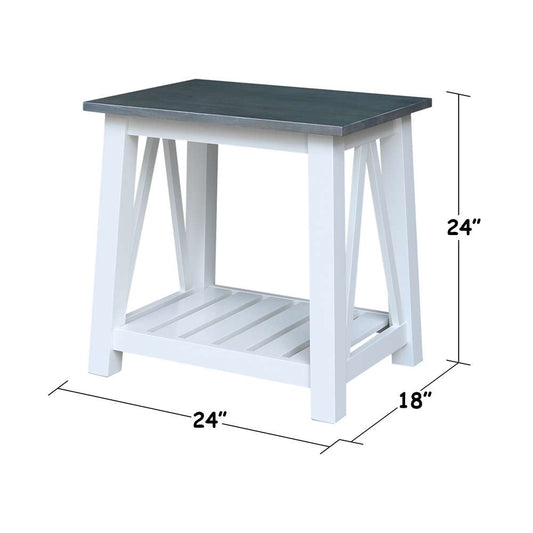 International Concepts - Surrey End Table in White/Heather Gray Finish - OT05-16E veiw 2