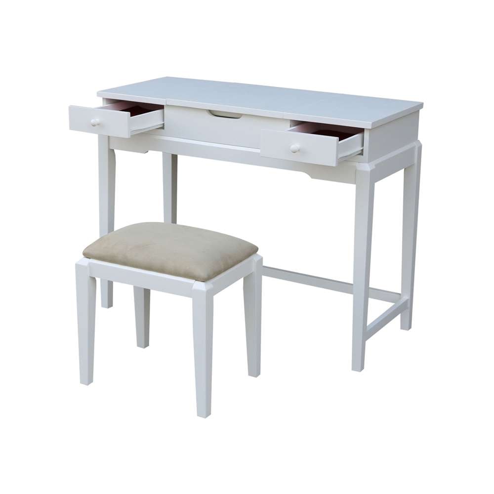 International Concepts - Vanity Table with Vanity Bench in White Finish - K-BE08-2-DT-2 veiw 3