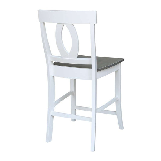 International Concepts - Verona Counter Height Stool - 24inSH in White/Heather Gray Finish - S05-1702 veiw 2