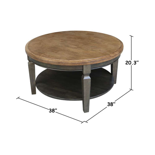 International Concepts - Vista Round Coffee Table in Hickory/Washed Coal Finish - OT45-15CR veiw 2