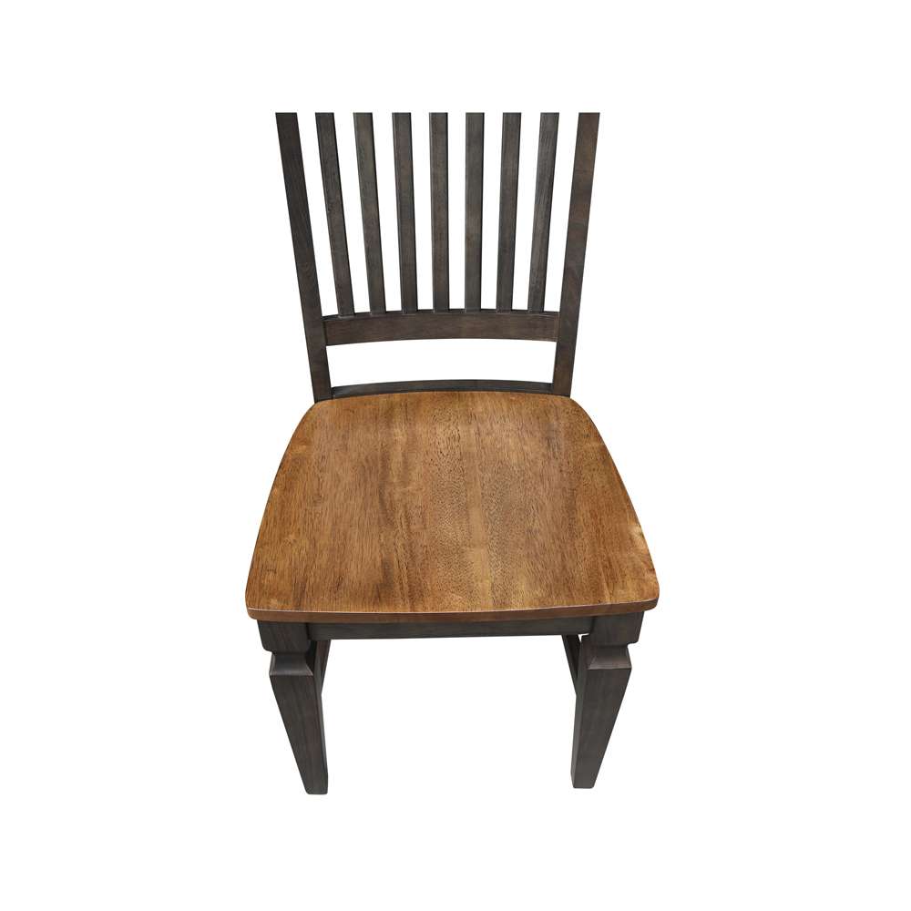 International Concepts - Vista Slat Back Chair in Hickory/Washed Coal Finish (Set of 2) - C45-65P veiw 10