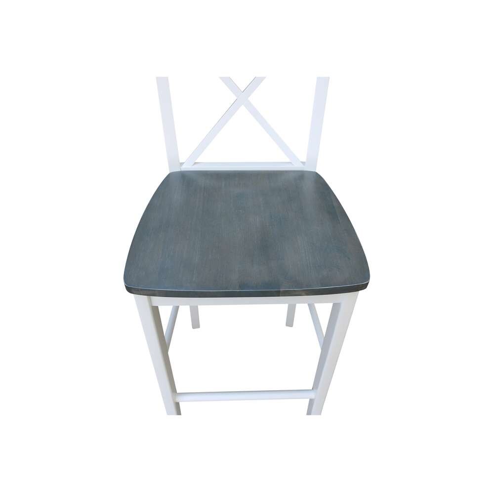 International Concepts - X-Back Bar Height Stool - 30inSH in White/Heather Gray Finish - S05-6133 veiw 9
