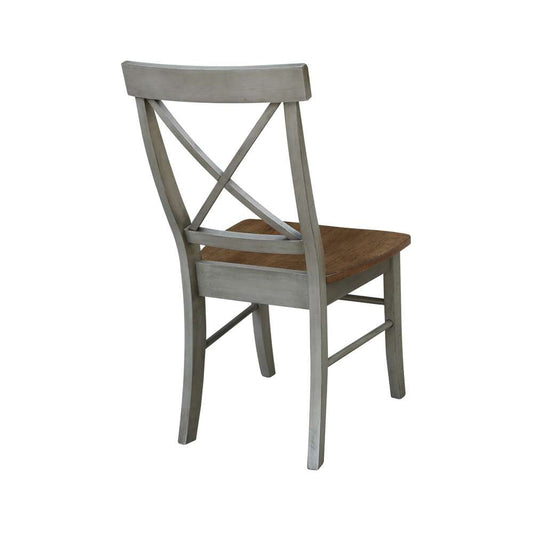International Concepts - X-Back Chair with Solid Wood Seat in Hickory/Stone Finish (Set of 2) - C41-613P veiw 2