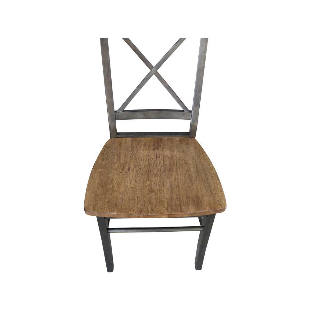 International Concepts - X-Back Chair with Solid Wood Seat in Hickory/Washed Coal Finish (Set of 2) - C45-613P veiw 10
