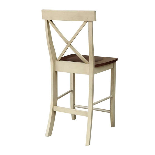 International Concepts - X-Back Counter Height Stool - 24inSH in Antiqued Almond/Espresso Finish - S12-6132 veiw 2