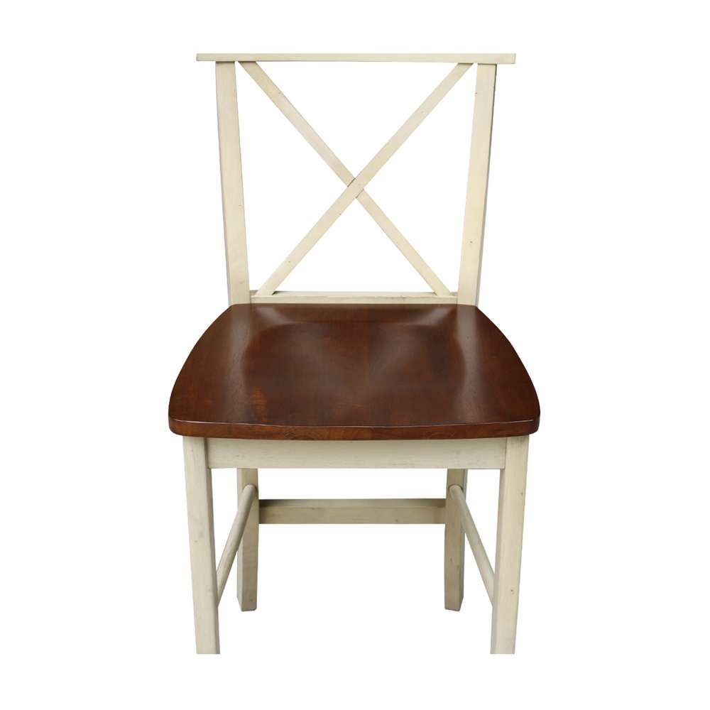 International Concepts - X-Back Counter Height Stool - 24inSH in Antiqued Almond/Espresso Finish - S12-6132 veiw 9