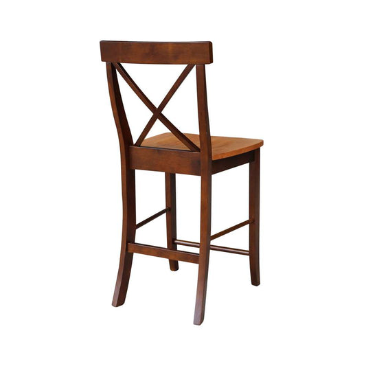 International Concepts - X-Back Counter Height Stool - 24inSH in Cinnemon/Espresso Finish - S58-6132 veiw 2