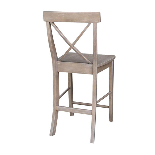 International Concepts - X-Back Counter Height Stool - 24inSH in Washed Gray Taupe Finish - S09-6132 veiw 2