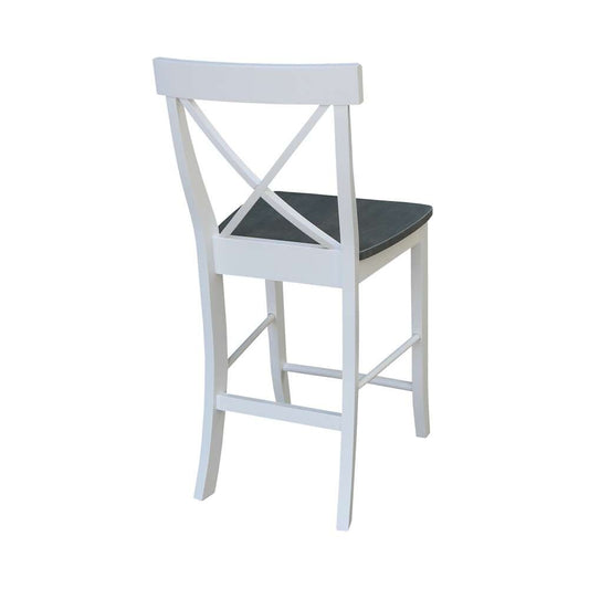 International Concepts - X-Back Counter Height Stool - 24inSH in White/Heather Gray Finish - S05-6132 veiw 2