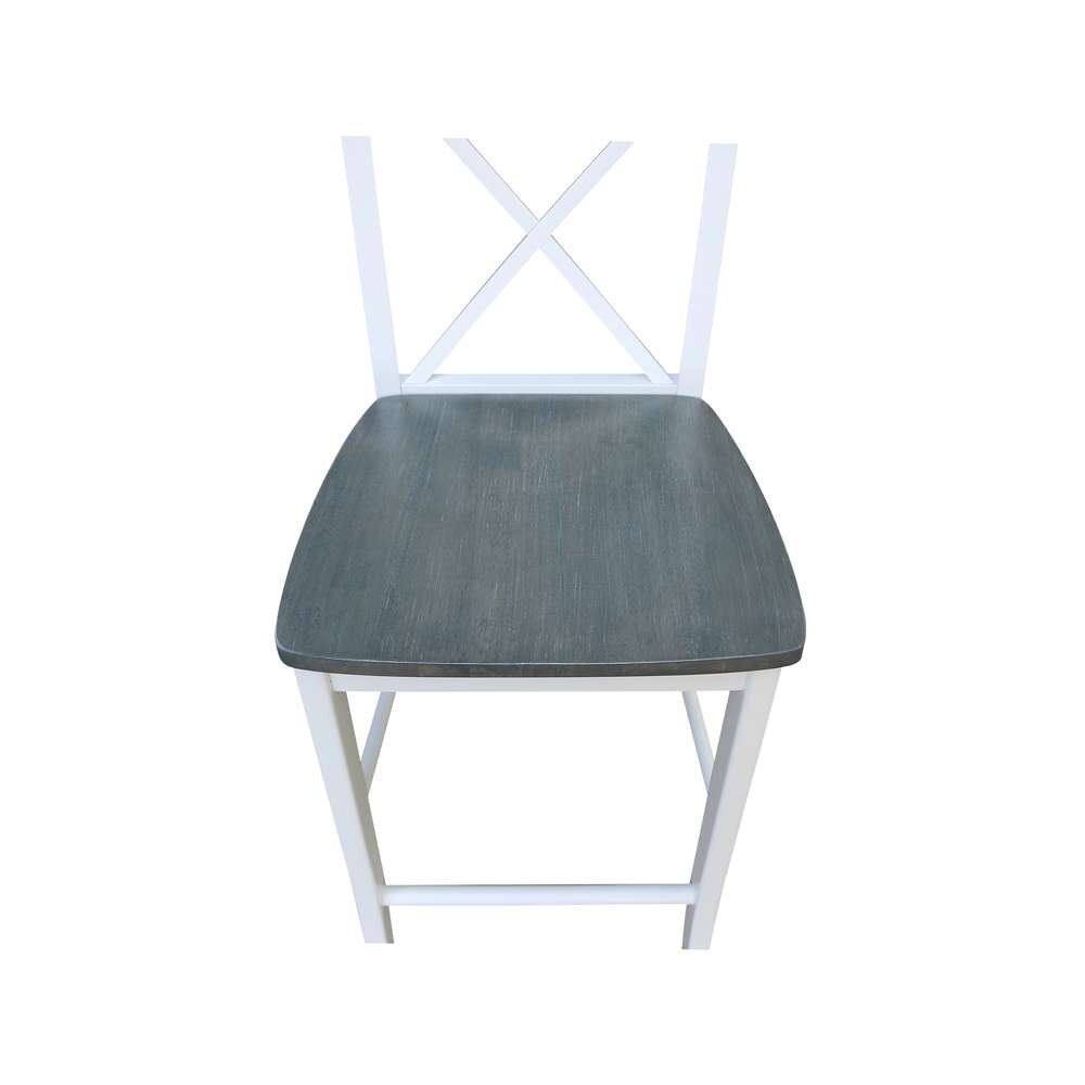 International Concepts - X-Back Counter Height Stool - 24inSH in White/Heather Gray Finish - S05-6132 veiw 9