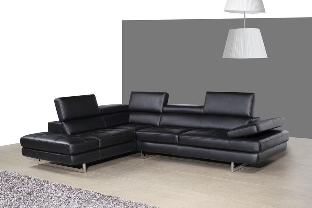 J&M Furniture - A761 Italian Leather Sectional Slate Grey In Left Hand Facing - 178552-LHFC veiw 1