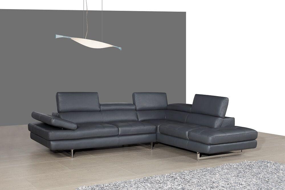 J&M Furniture - A761 Italian Leather Sectional Slate Grey In Right Hand Facing - 178552-RHFC veiw 1