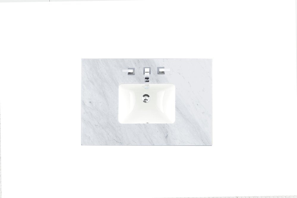 James Martin - 36" Single 3 CM Top, Carrara White Marble w/ Sink - 090-S36-CAR-SNK view 1
