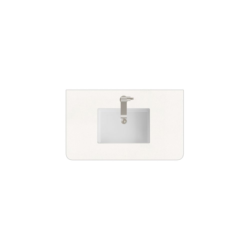 James Martin - 36" Single Radius Cut Top, 3 CM White Zeus Silestone w/ Sink - 060-S36RC-WZ-SNK view 1