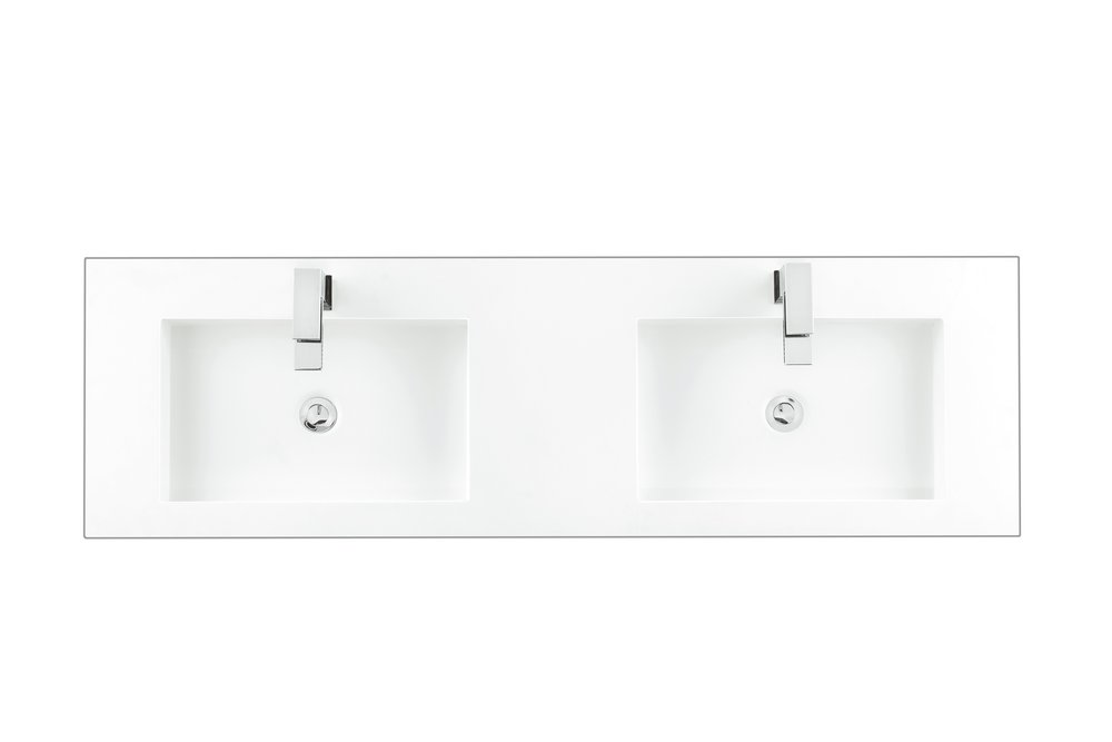 James Martin - 59" Double Top, Composite Stone, Glossy White Finish - CS-368-GW view 1