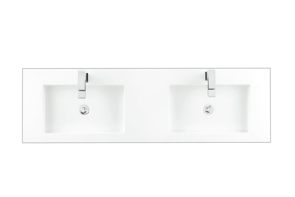 James Martin - 59" Double Top, Composite Stone, Glossy White Finish - CS-368-GW view 1