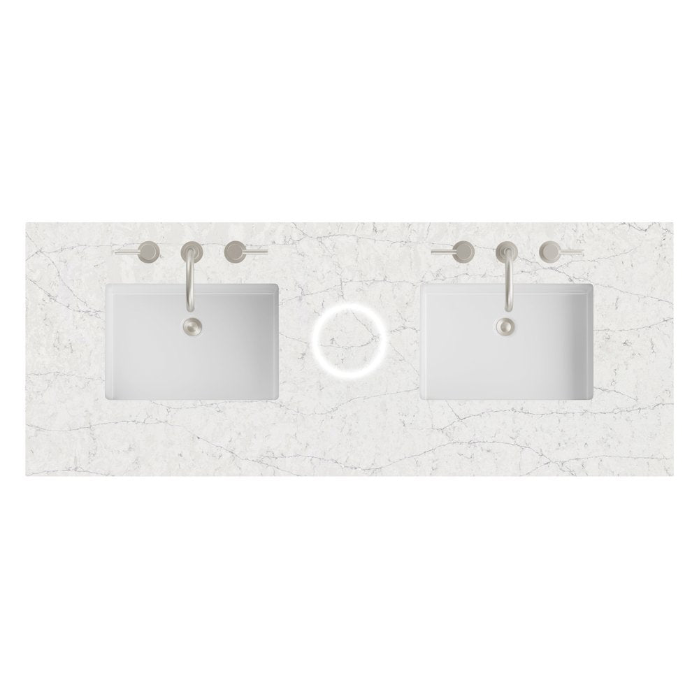 James Martin - 60" Double Top, 3 CM Eternal Jasmine Pearl Silestone w/ Sink & FreePower Wireless Charger - 050-S60D-FP-EJP-SNK view 1