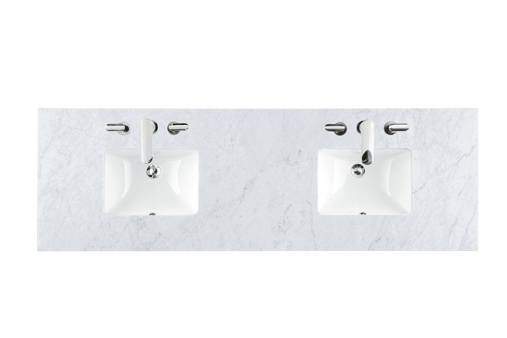 James Martin - 72" Double 3 CM Top, Carrara White Marble w/ Sink - 090-S72-CAR-SNK view 1