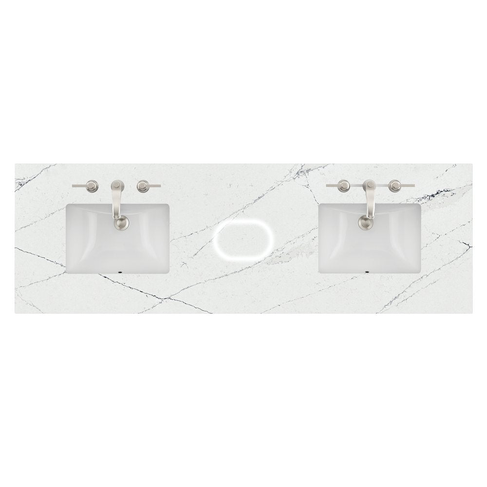 James Martin - 72" Double Top, 3 CM Ethereal Noctis Silestone w/ Sink & FreePower Wireless Charger (040) - 040-S72-FP-ENC-SNK view 1
