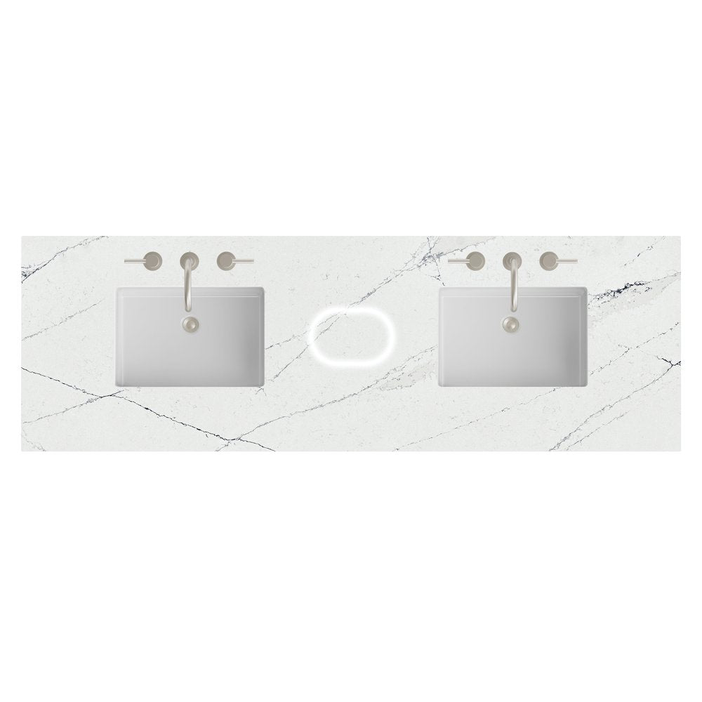 James Martin - 72" Double Top, 3 CM Ethereal Noctis Silestone w/ Sink & FreePower Wireless Charger - 050-S72-FP-ENC-SNK view 1