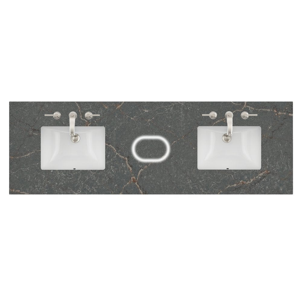 James Martin - 72" Double Top, 3 CM Parisien Bleu Silestone w/ Sink & FreePower Wireless Charger (040) - 040-S72-FP-PBL-SNK view 1