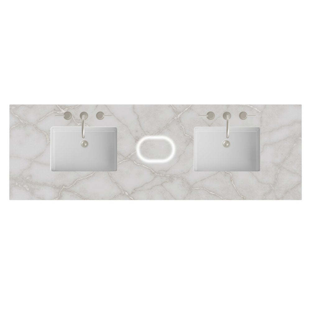 James Martin - 72" Double Top, 3 CM Victorian Silver Silestone w/ Sink & FreePower Wireless Charger - 050-S72-FP-VSL-SNK view 1