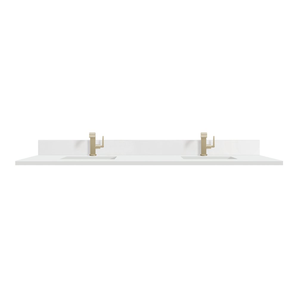 James Martin - 72" Double Top, Single-Hole, 3 CM White Zeus Silestone w/ Backsplash & Sink - 051-S72-BS-WZ view 1