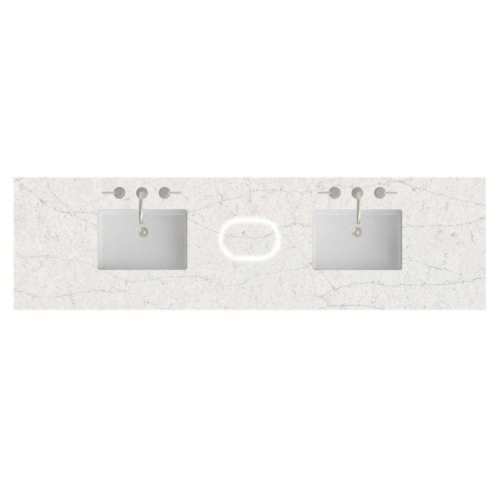 James Martin - 84" Double Top, 3CM Eternal Jasmine Pearl Silestone w/ Sink & FreePower Wireless Charger - 050-S84-FP-EJP-SNK view 1