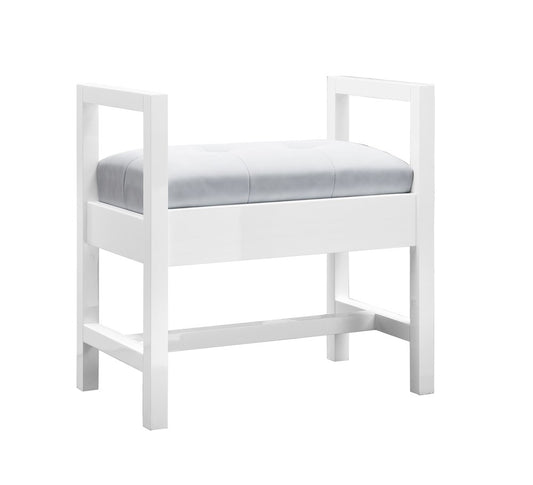 James Martin - Addison 24.5" Upholstered Bench, Glossy White - E444-BNCH-GW view 2