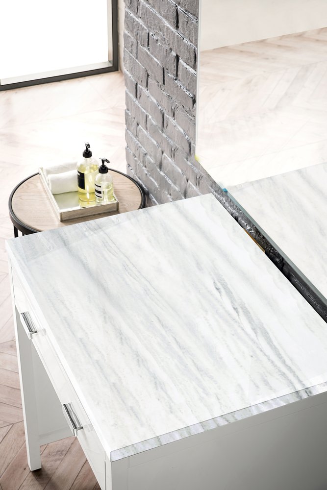 James Martin - Addison 30" Countertop Unit, Glossy White w/ 3 CM Arctic Fall Solid Surface Top - E444-CU30-GW-3AF view 2