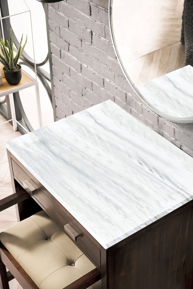 James Martin - Addison 30" Countertop Unit, Mid-Century Acacia w/ 3 CM Arctic Fall Solid Surface Top - E444-CU30-MCA-3AF view 2