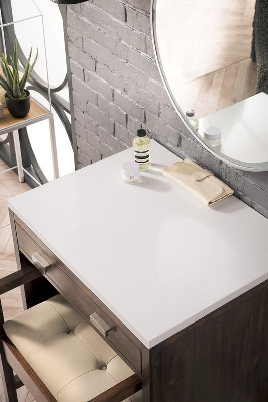 James Martin - Addison 30" Countertop Unit, Mid-Century Acacia w/ 3 CM White Zeus Silestone Top - E444-CU30-MCA-3WZ view 2