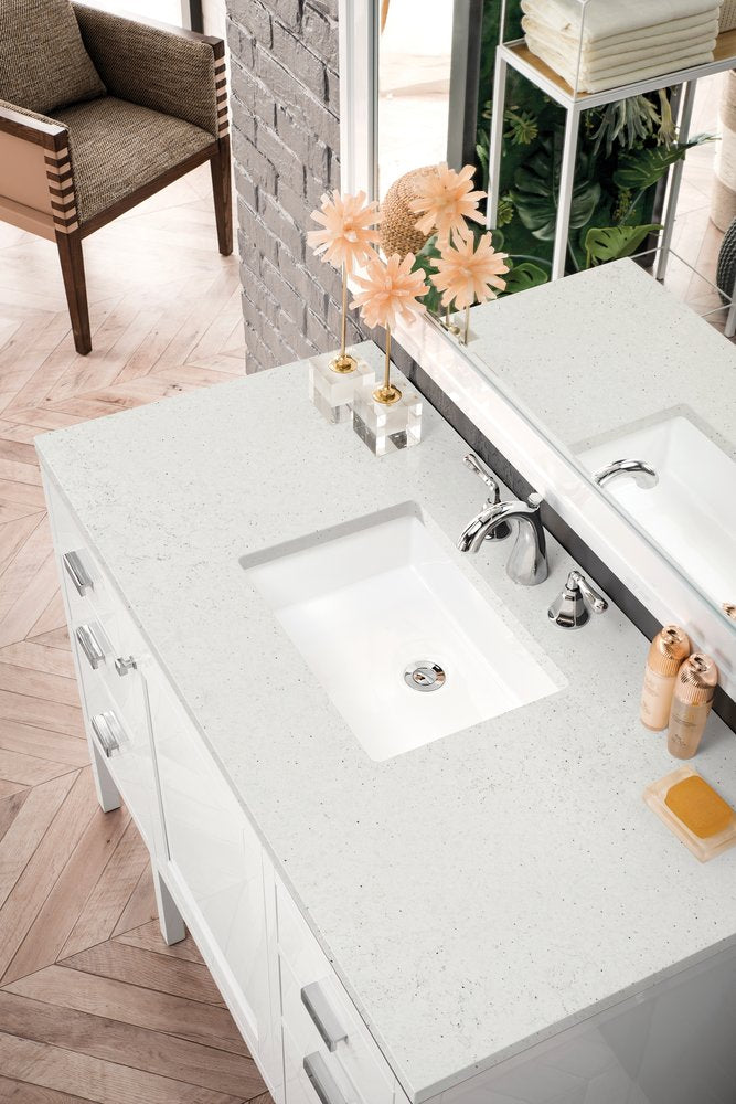 James Martin - Addison 48" Single Vanity, Glossy White w/ 3 CM Lime Delight Silestone Top - E444-V48-GW-3LDL view 5