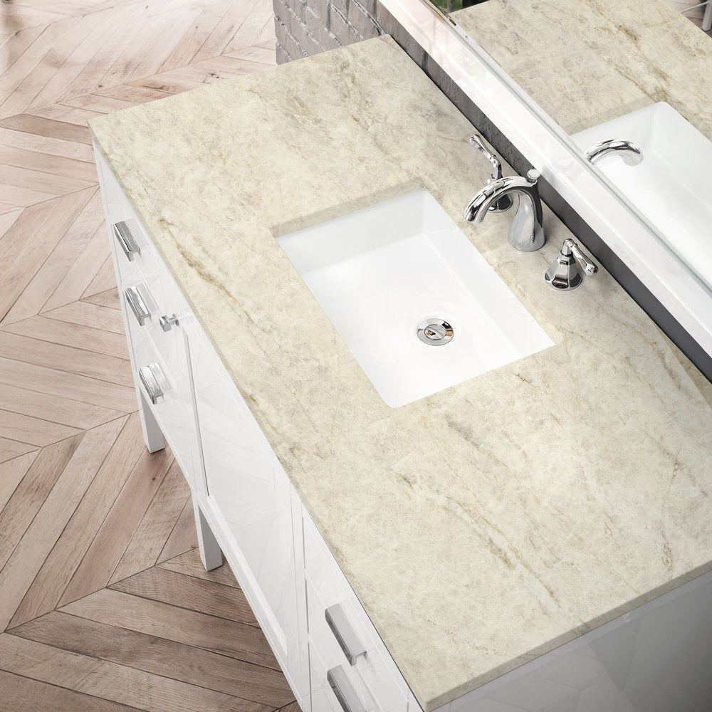 James Martin - Addison 48" Single Vanity, Glossy White, w/ 3 CM Tajnar Eclos Top - E444-V48-GW-3TJR view 3