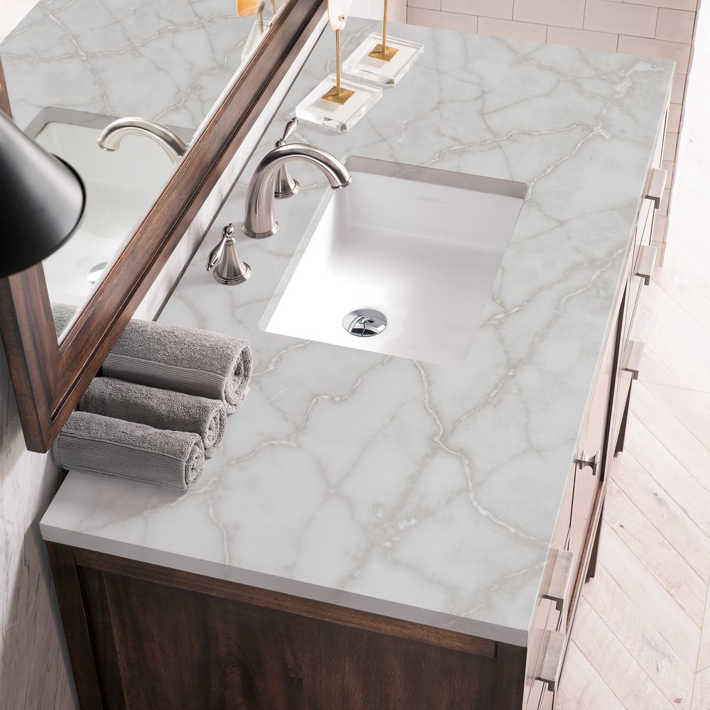 James Martin - Addison 48" Single Vanity, Mid-Century Acacia w/ 3 CM Victorian Silver Silestone Top - E444-V48-MCA-3VSL view 5