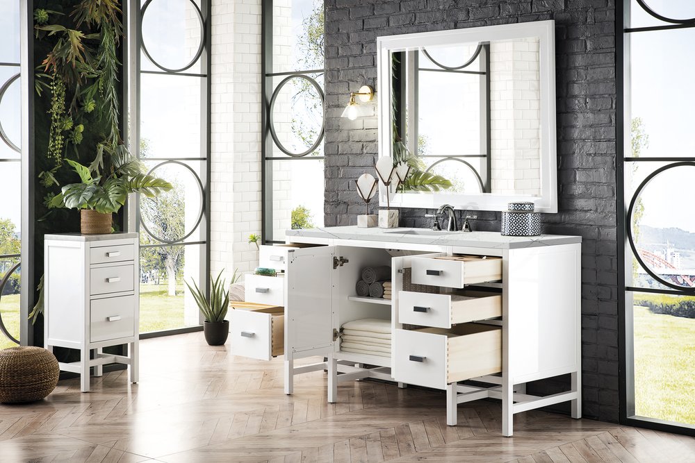 James Martin - Addison 60" Single Vanity, Glossy White w/ 3 CM Ethereal Noctis Top - E444-V60S-GW-3ENC view 4