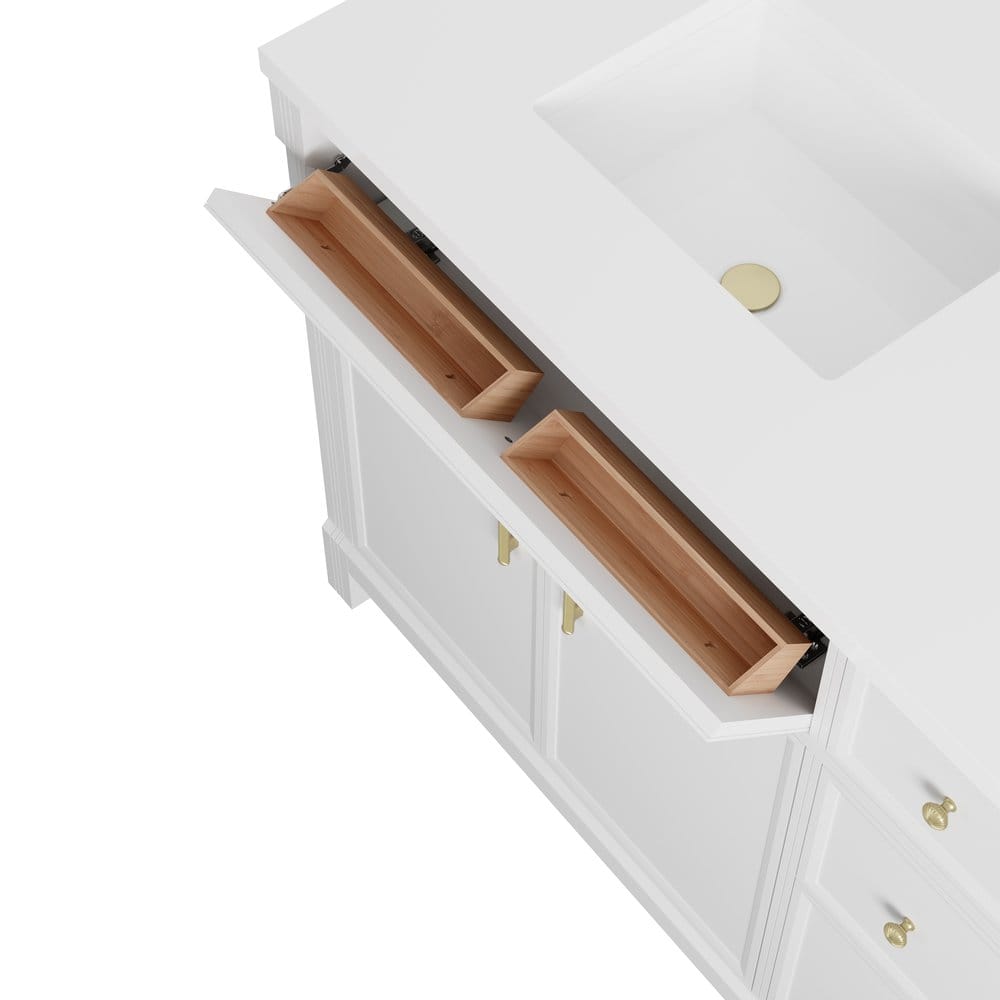 James Martin - Bellshire 72" Double Vanity, Bright White w/ 3 CM Eternal Jasmine Pearl Silestone Top - 660-V72-BW-3EJP view 15