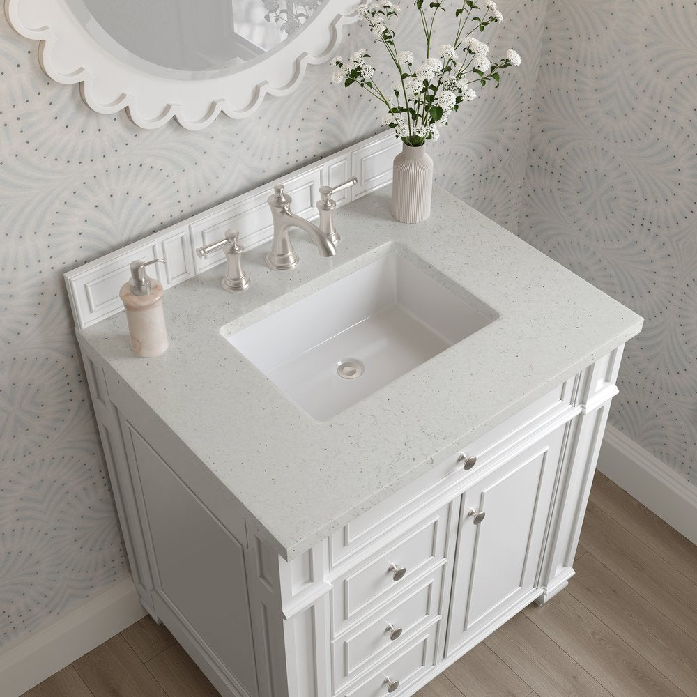 James Martin - Bristol 30" Single Vanity, Bright White w/ 3 CM Lime Delight Silestone Top - 157-V30-BW-3LDL view 5