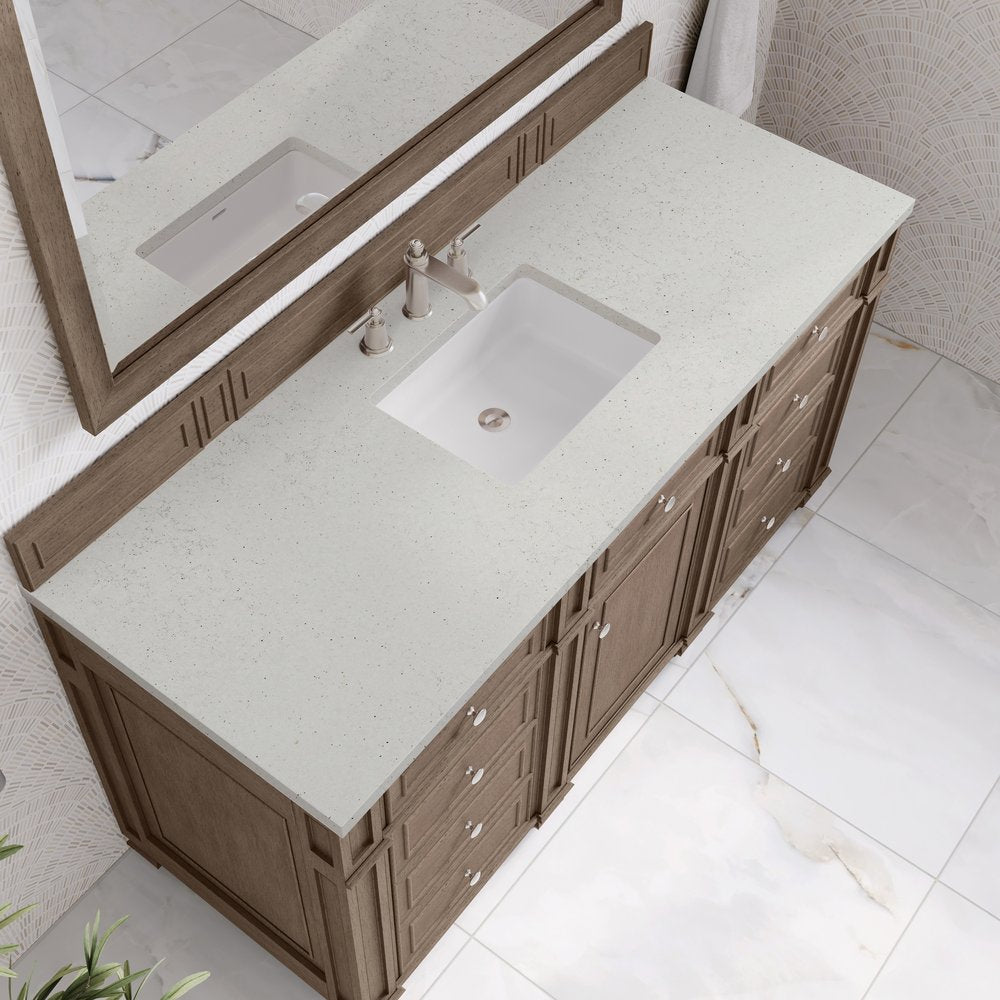 James Martin - Bristol 60" Single Vanity, Whitewashed Walnut w/ 3 CM Lime Delight Silestone Top - 157-V60S-WW-3LDL view 5