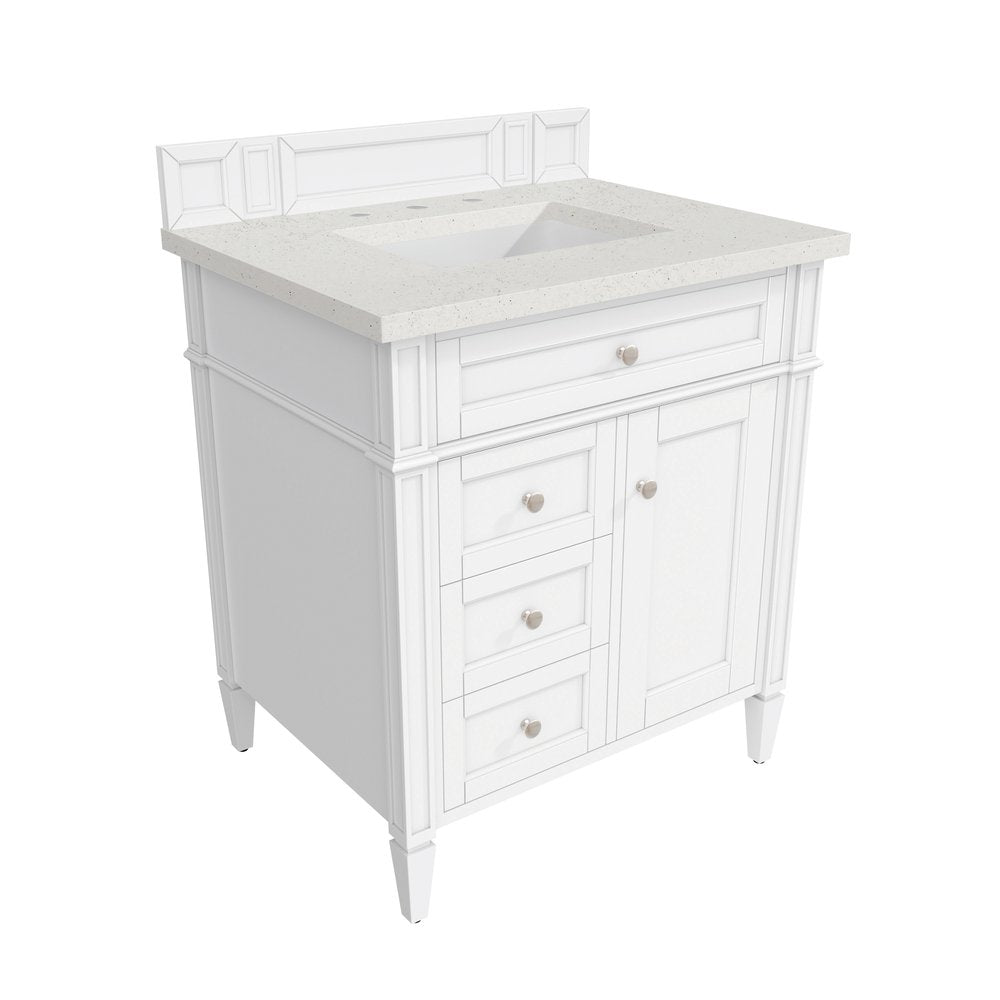 James Martin - Brittany 30" Single Vanity, Bright White, w/ 3 CM Lime Delight Silestone Top - 655-V30-BW-3LDL view 8