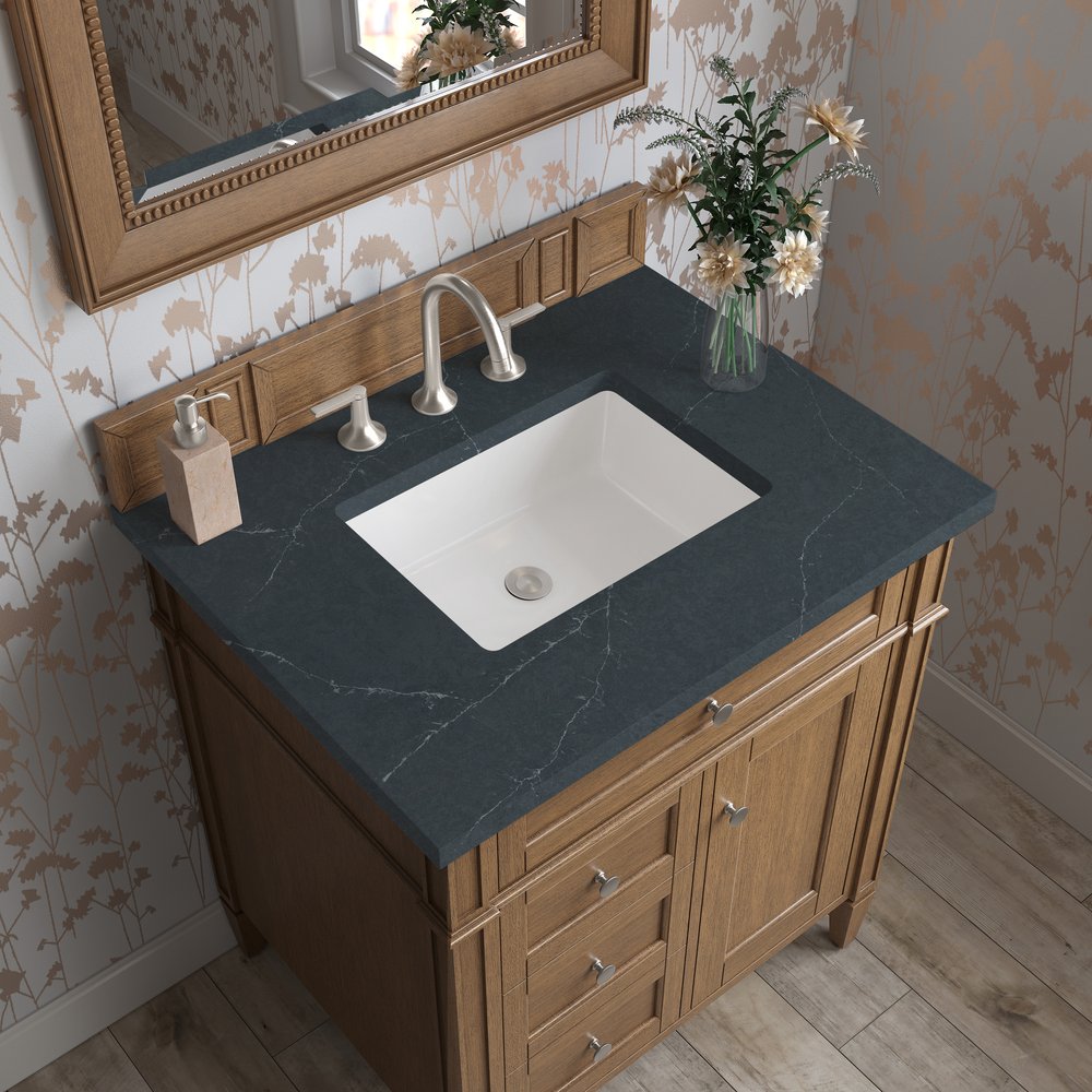 James Martin - Brittany 30" Single Vanity, Saddle Brown, w/ 3 CM Charcoal Soapstone Silestone Top - 650-V30-SBR-3CSP view 6